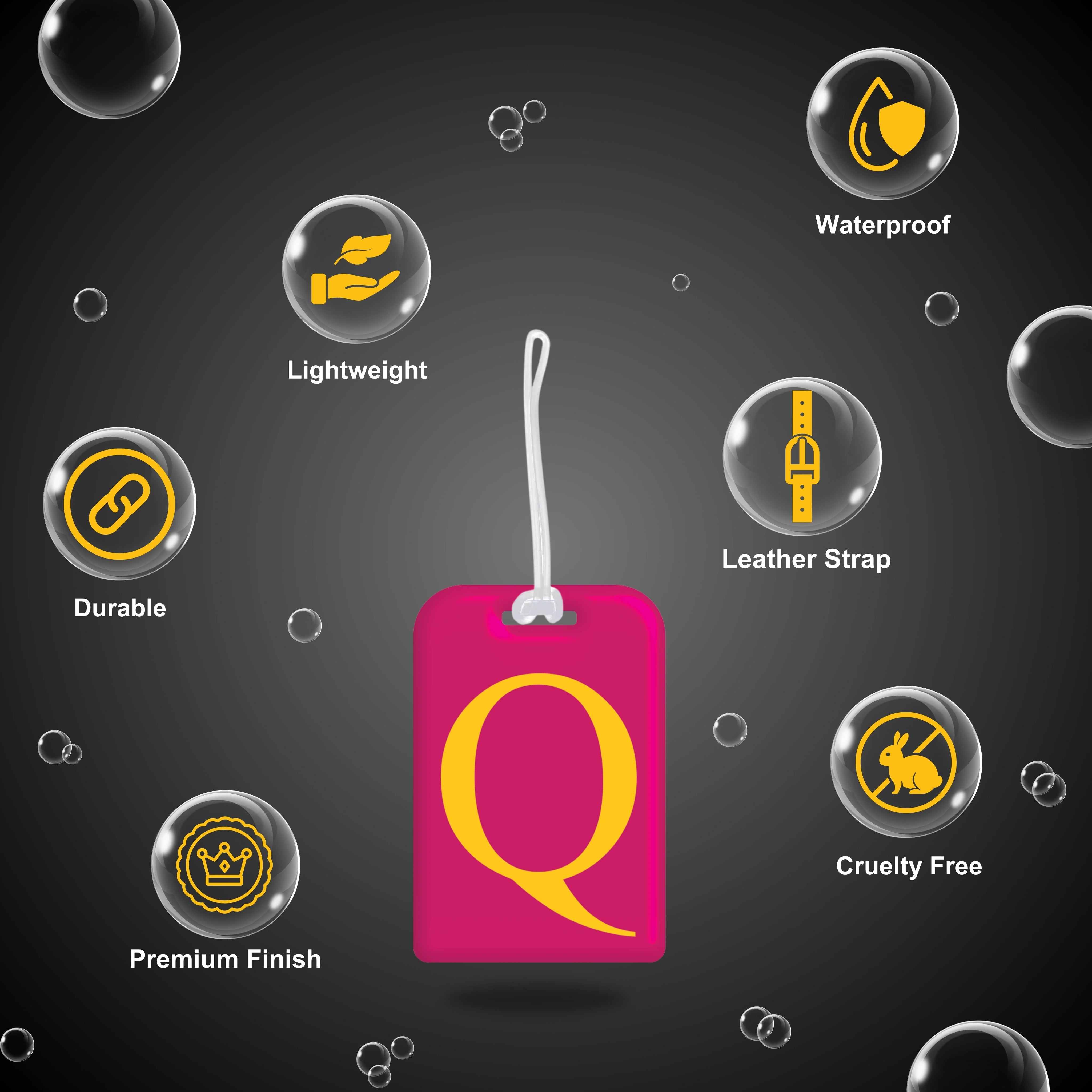 QR tag for bag with initial Q