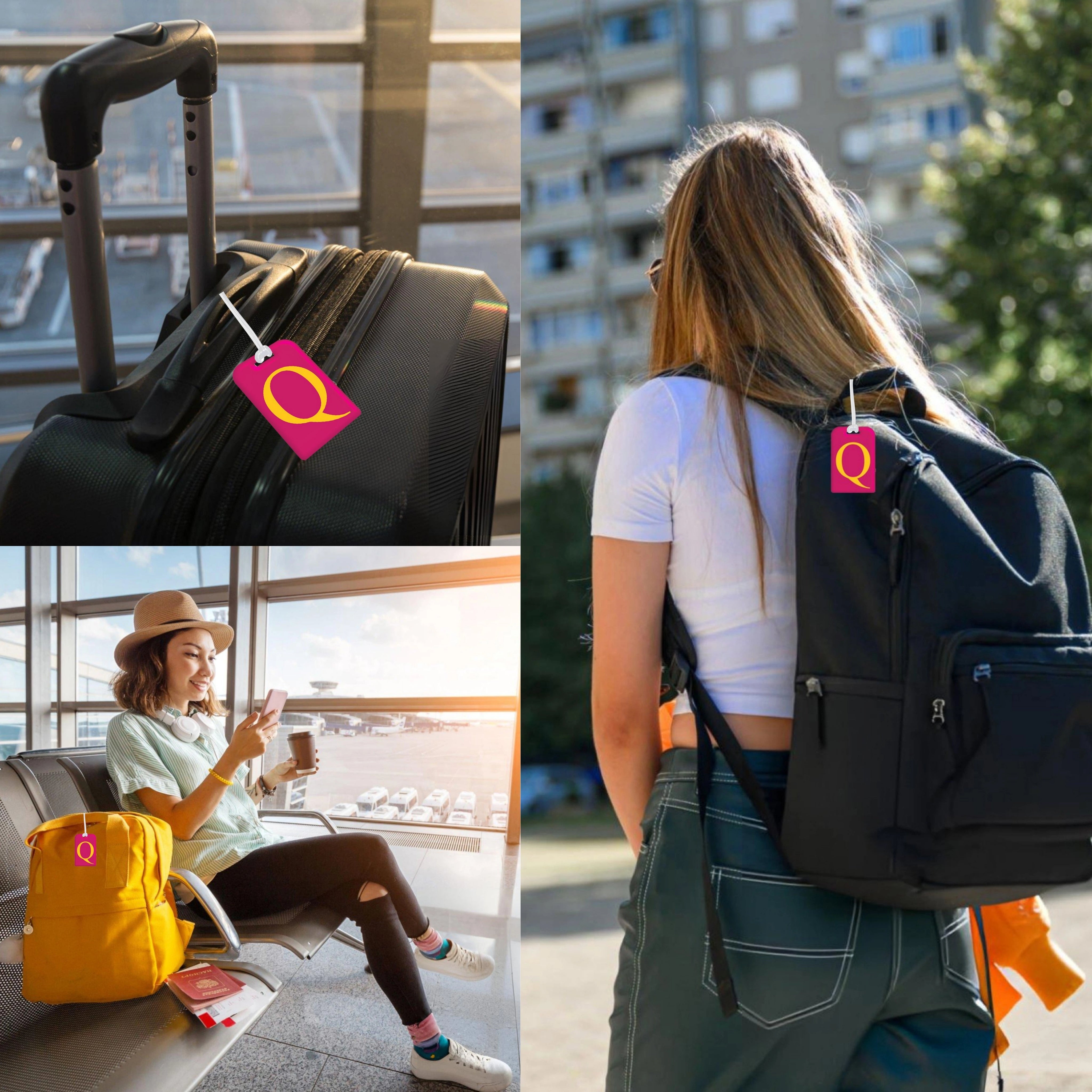 QR tag for bag with initial Q