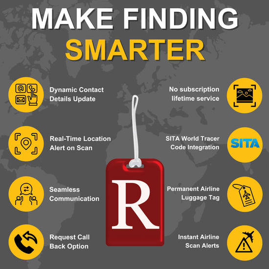 QR tag for bag with initial R