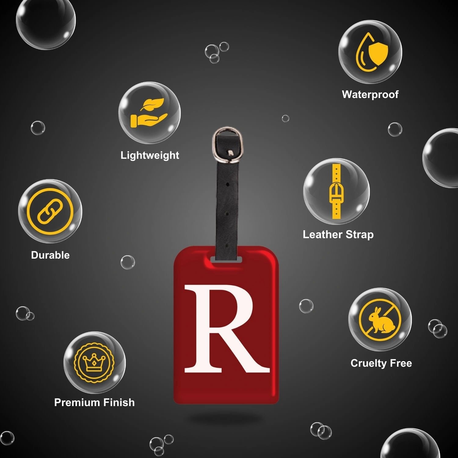 QR tag for bag with initial R