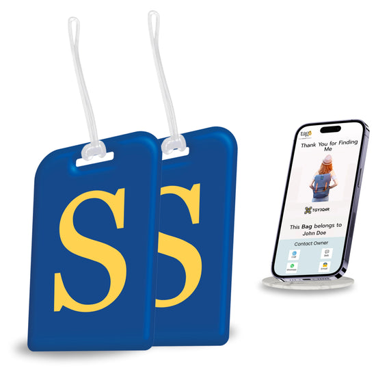 QR tag for bag with initial S