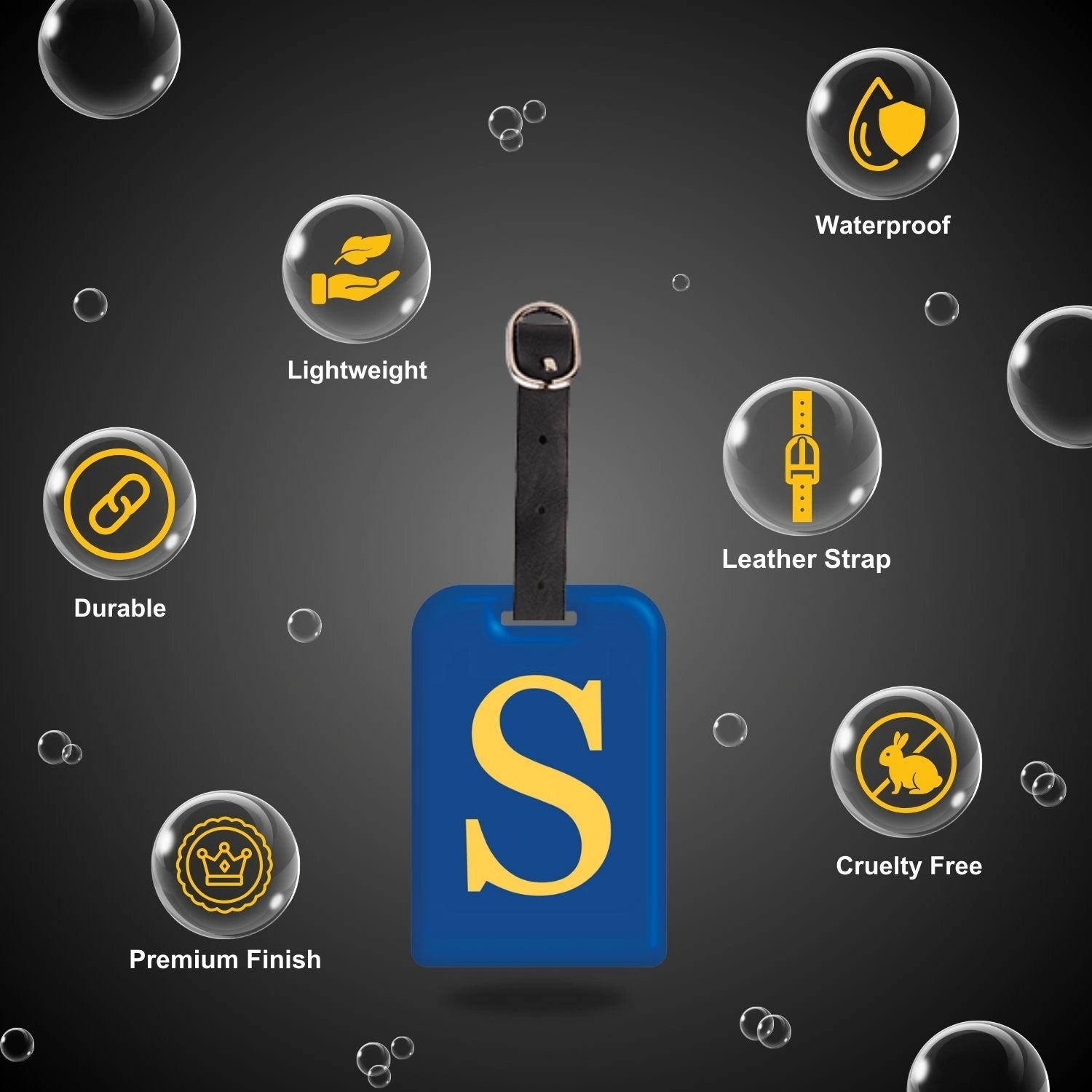 QR tag for bag with initial S