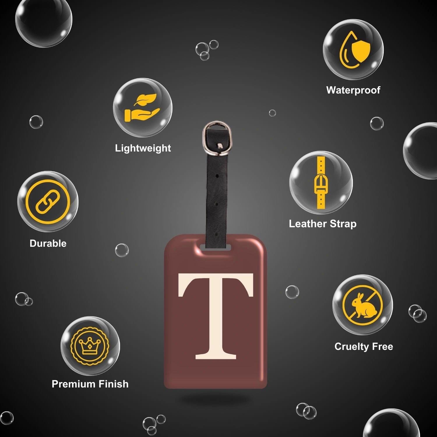 QR tag for bag with initial T