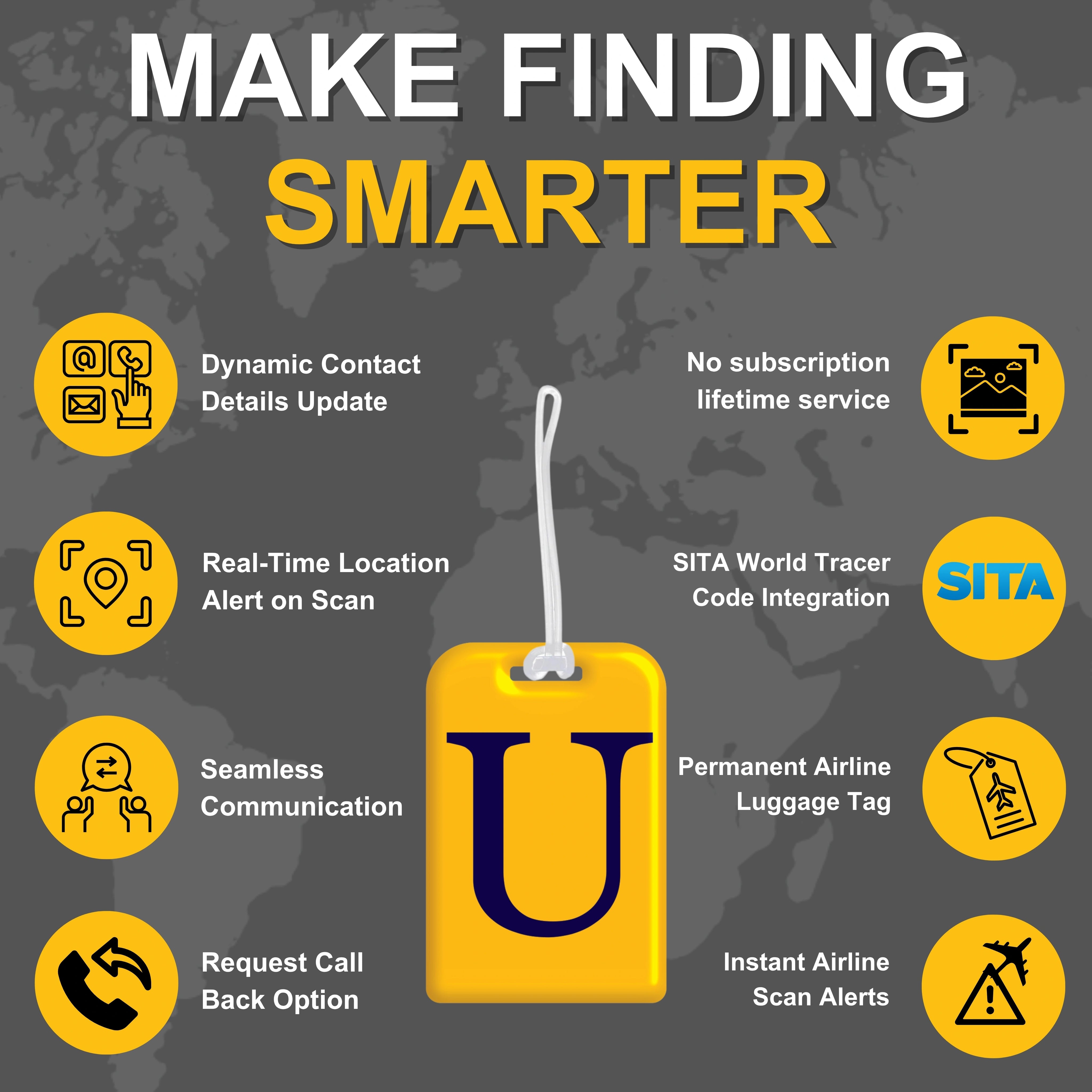 QR tag for bag with initial U