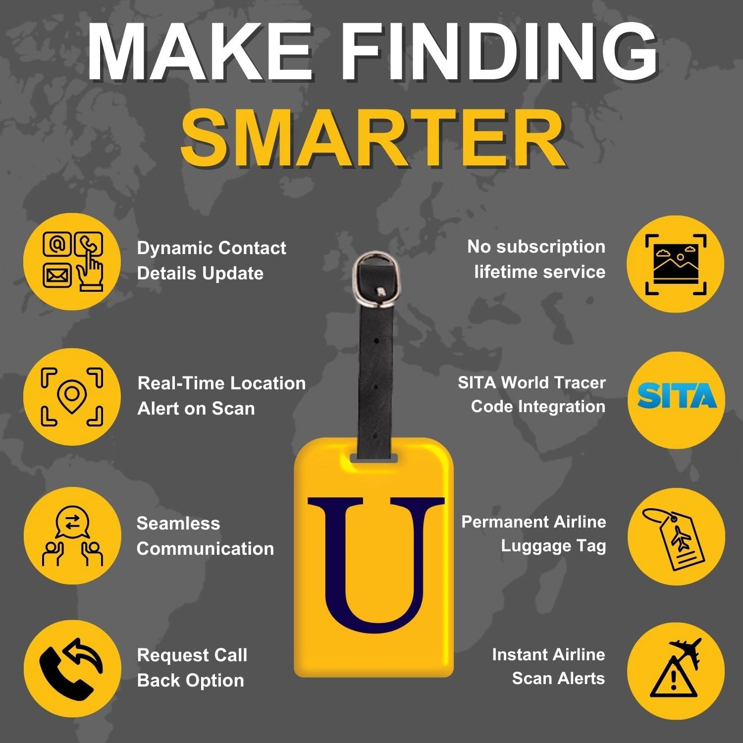 QR tag for bag with initial U
