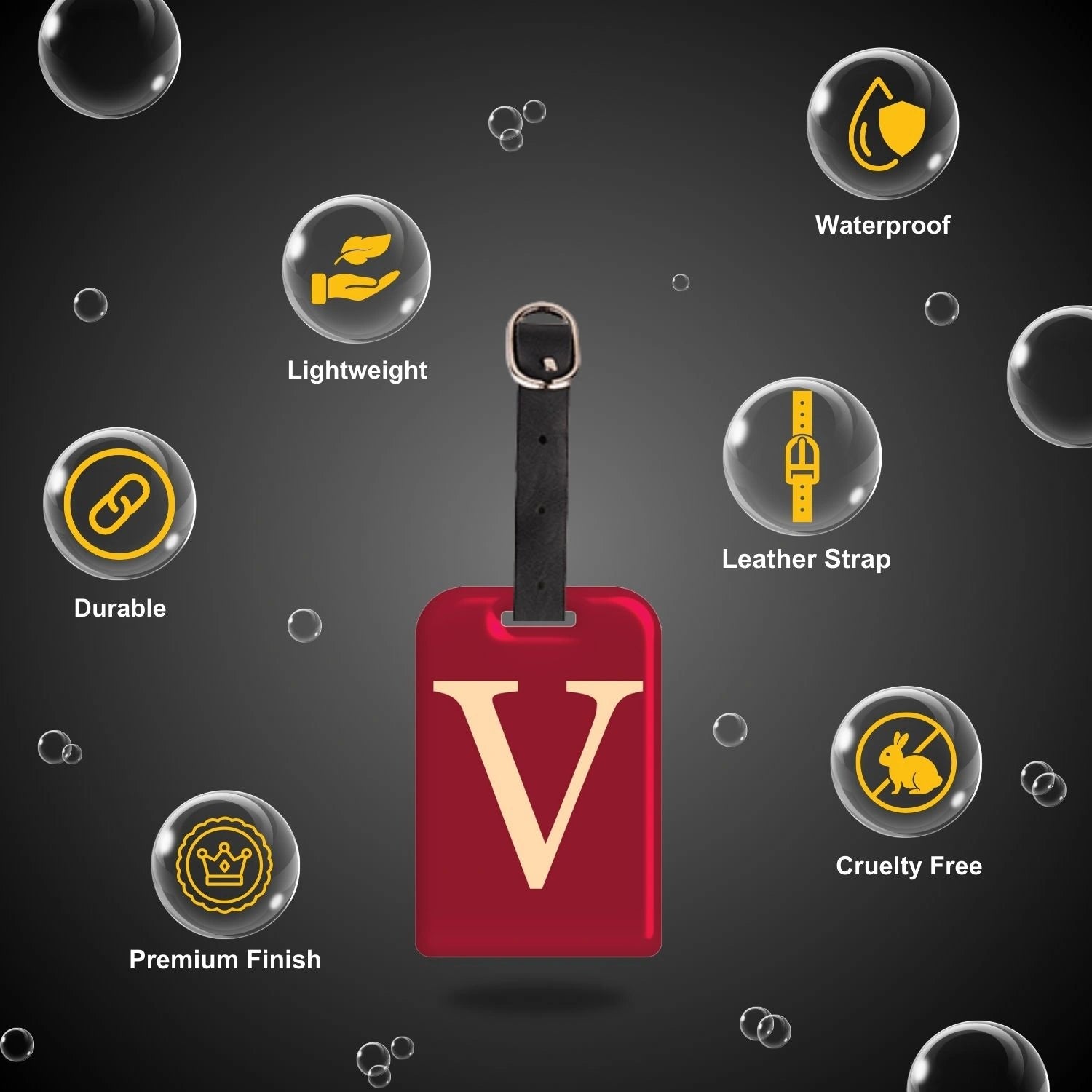 QR tag for bag with initial V