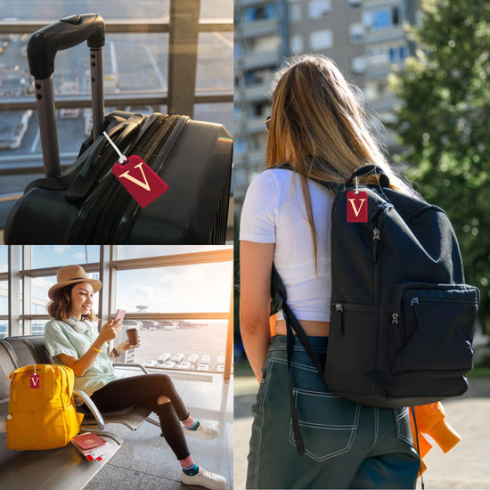 QR tag for bag with initial V