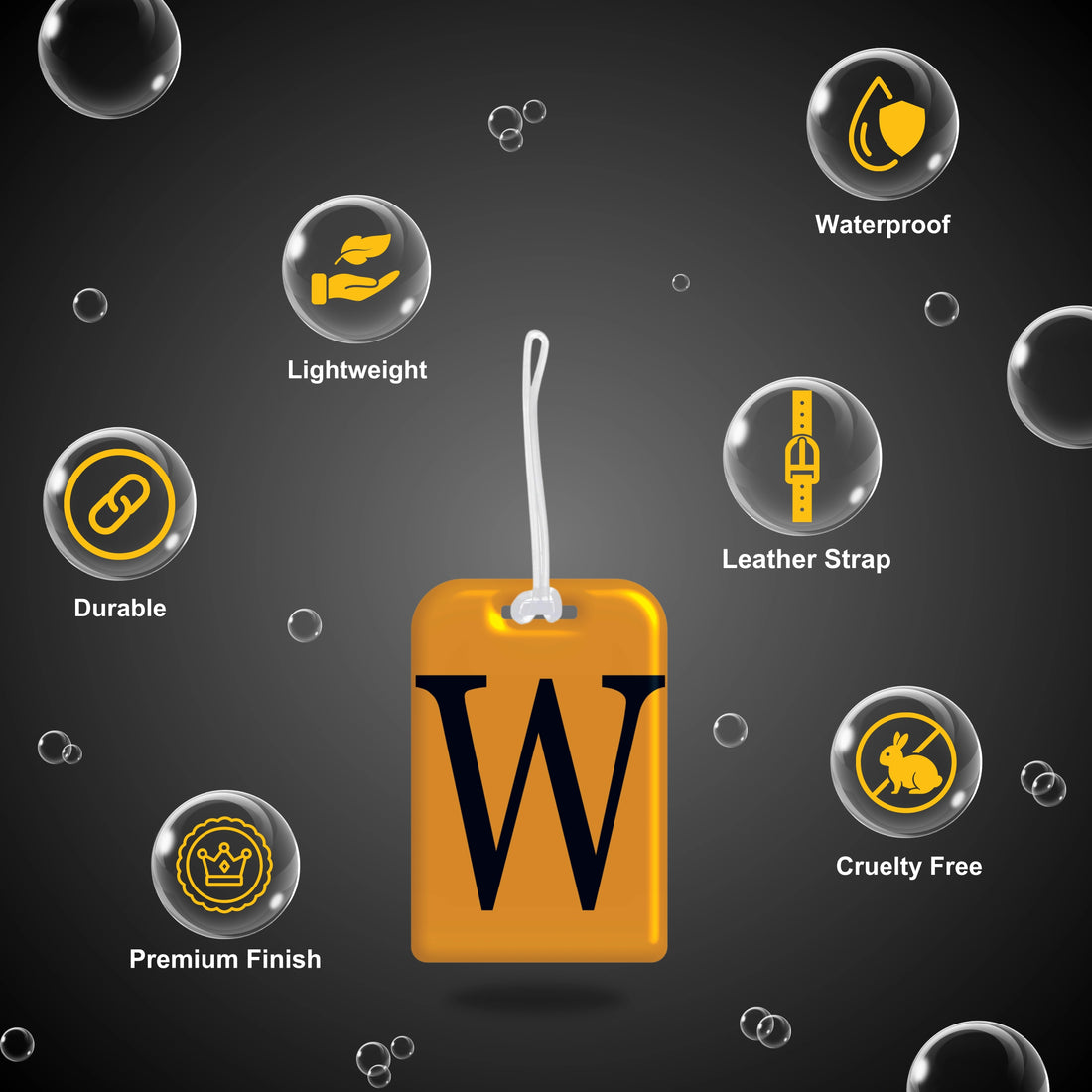 QR tag for bag with initial W