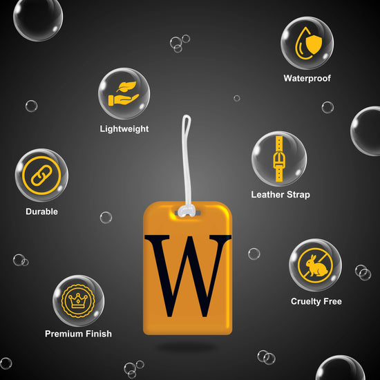 QR tag for bag with initial W