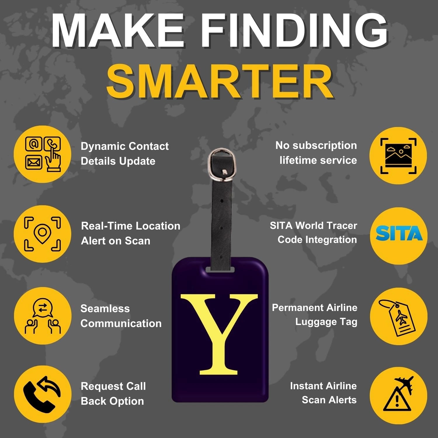 QR tag for bag with initial Y