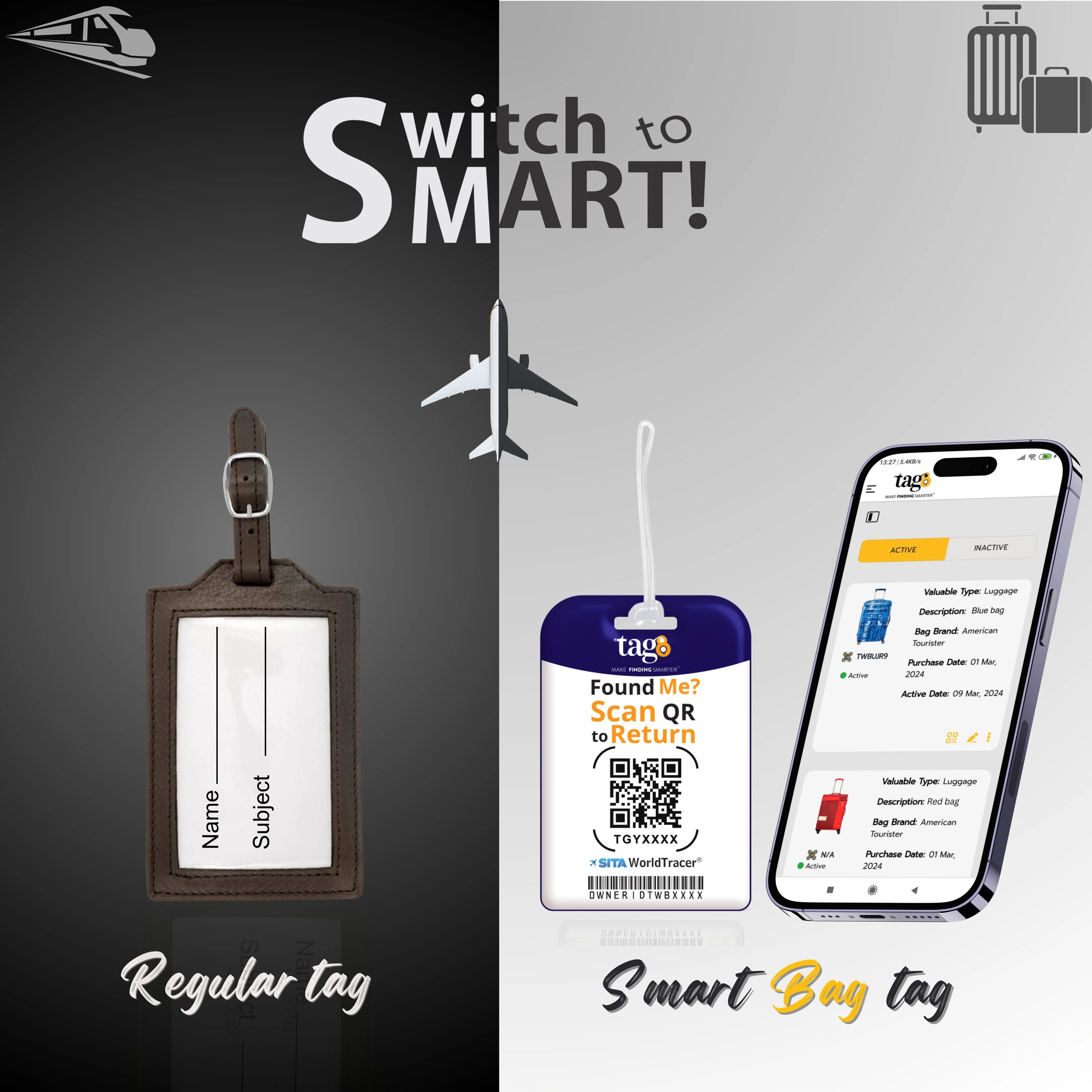 QR tag for bag with initial Z