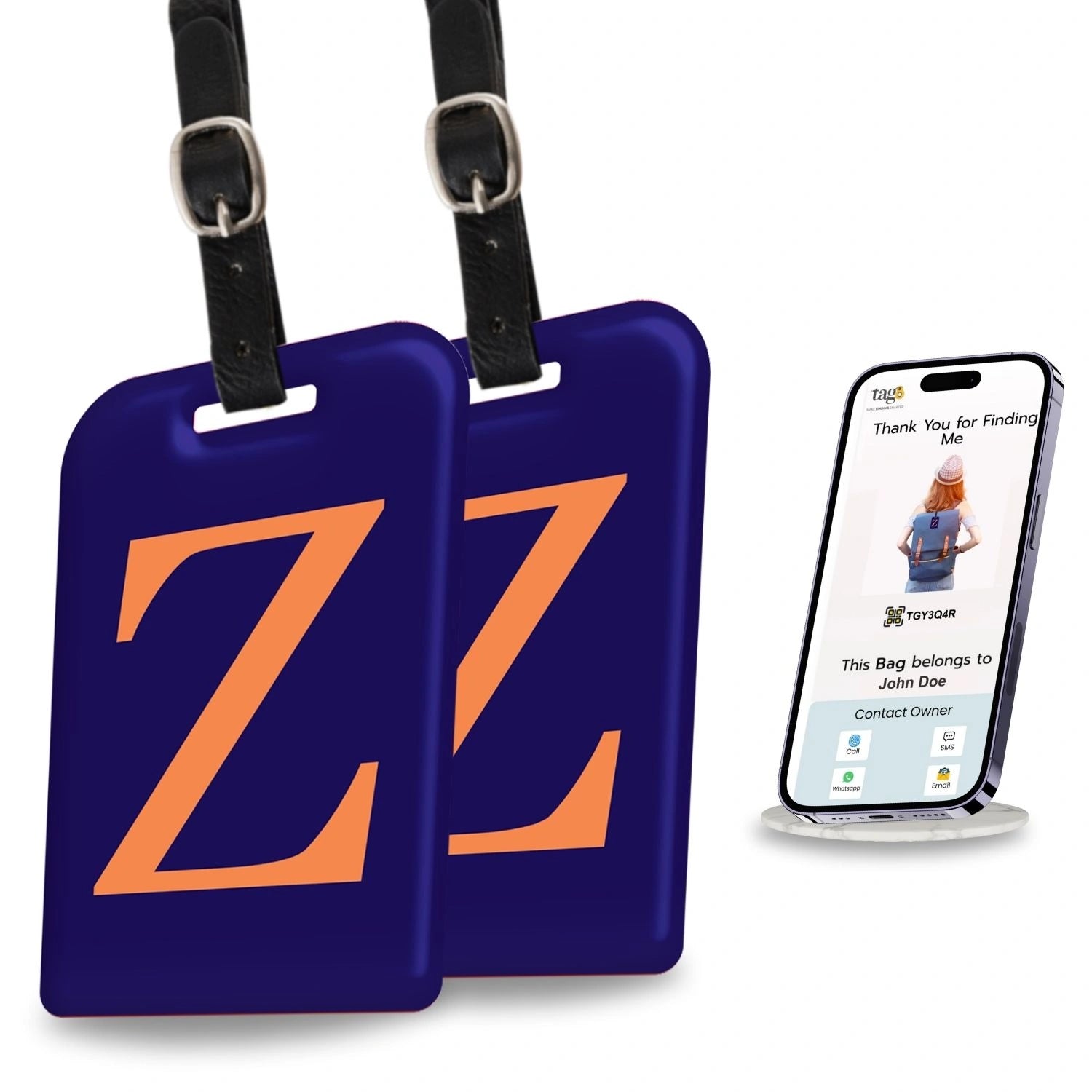 QR tag for bag with initial Z