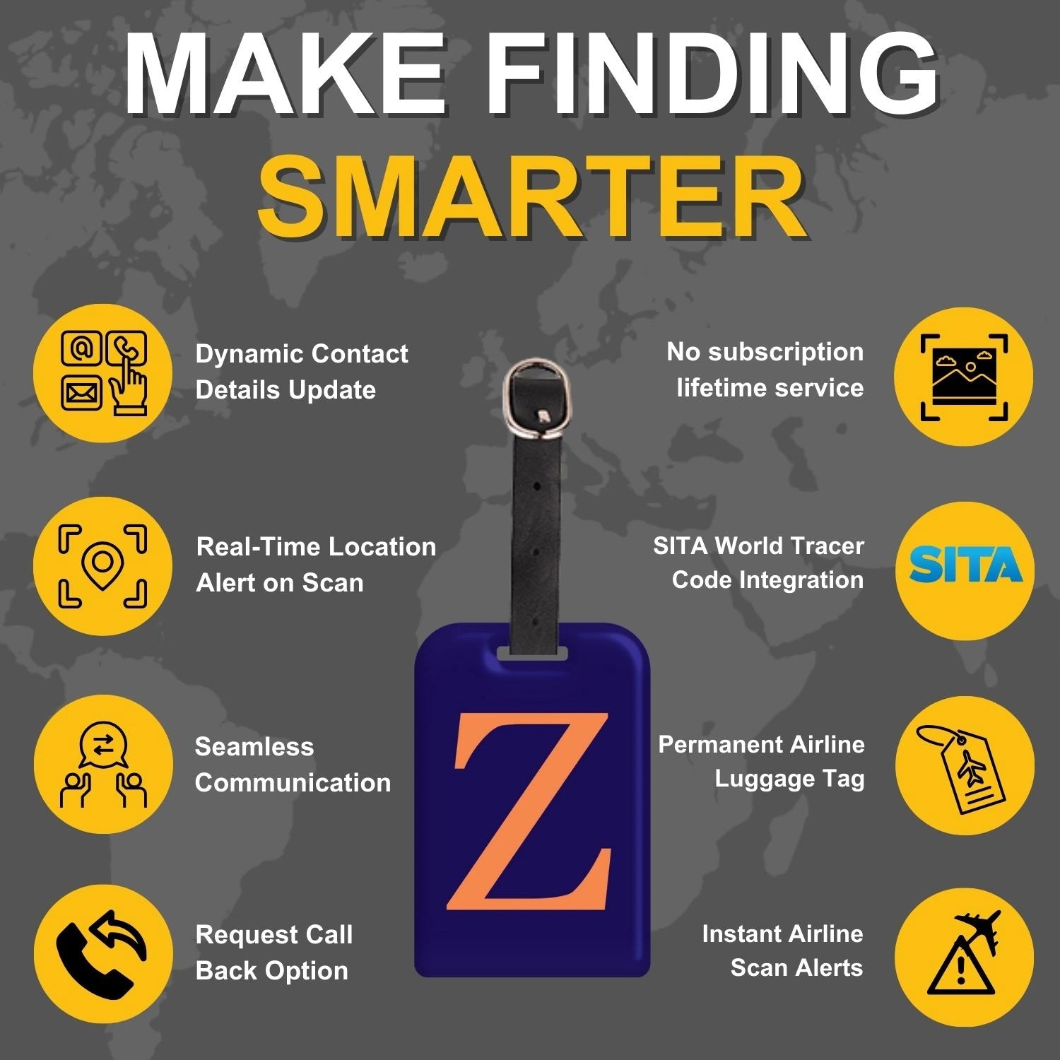 QR tag for bag with initial Z