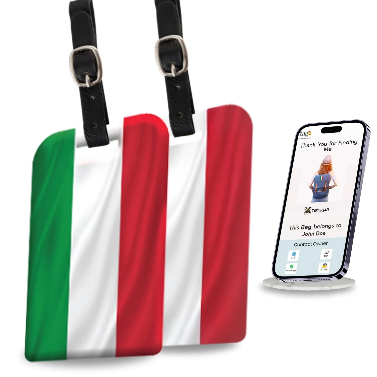 Italy QR Bag Tag by tag8 for travel security
