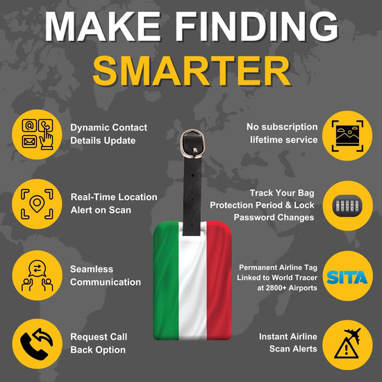 Italy QR Bag Tag by tag8 for travel security