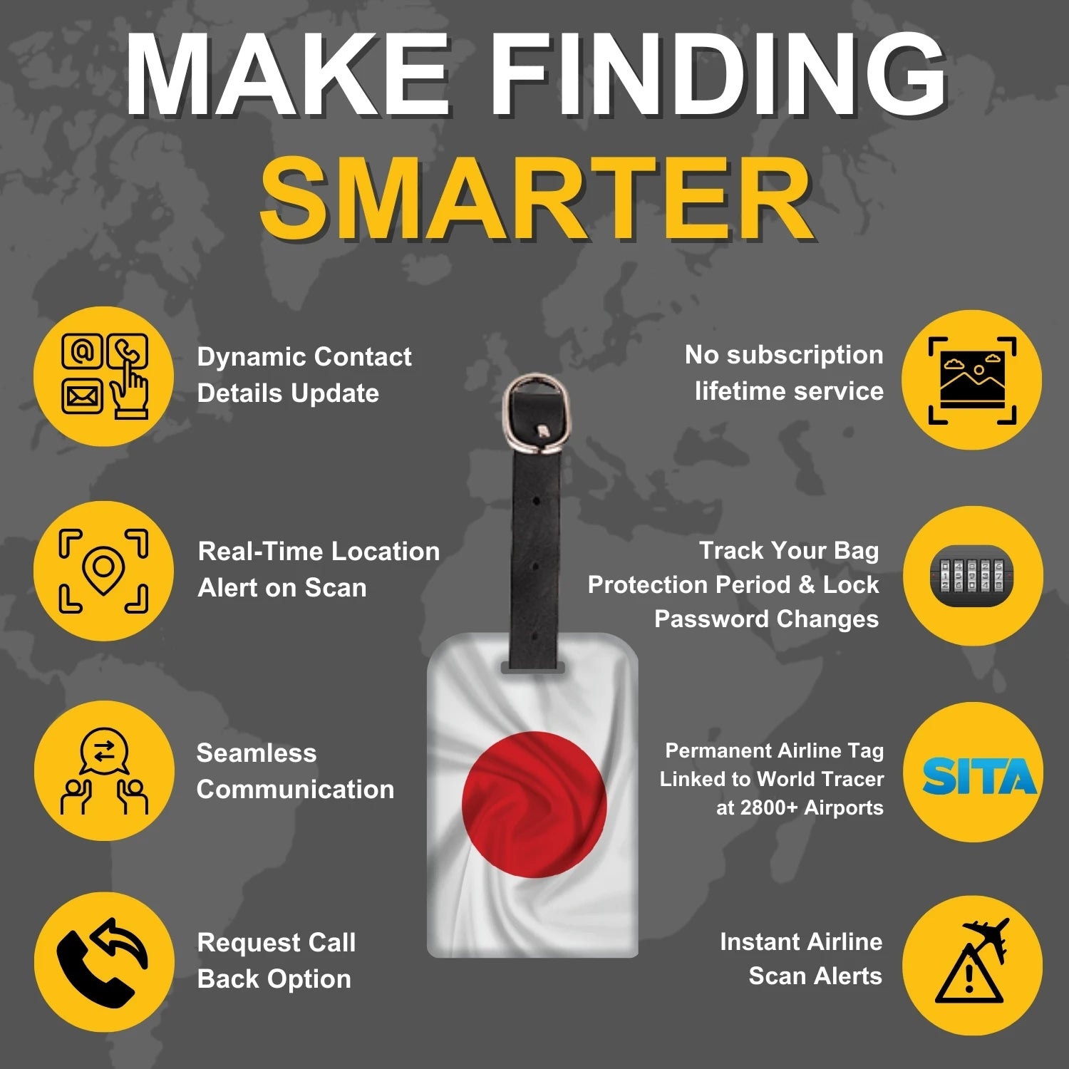 Japan QR Bag Tag by tag8 for luggage tracking