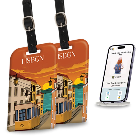 Lisbon QR Bag Tag by tag8 with QR code for tracking