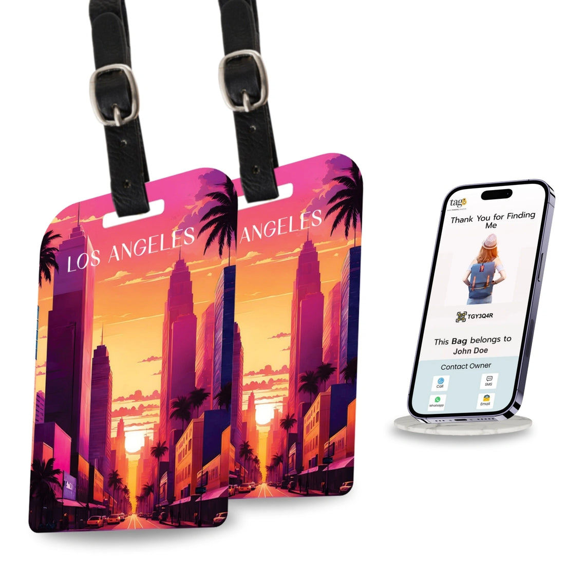 Los Angeles QR Bag Tag by tag8 for travel tracking