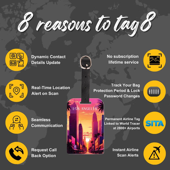 Los Angeles QR Bag Tag by tag8 for travel tracking