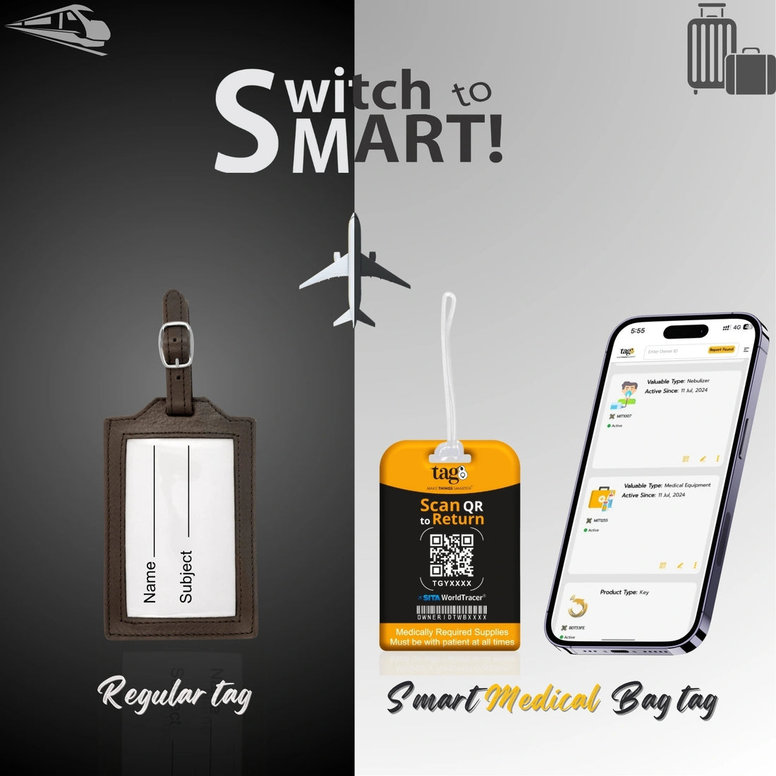 Smart Medical Equipment Tag | Track, Identify & Secure Luggage by tag8