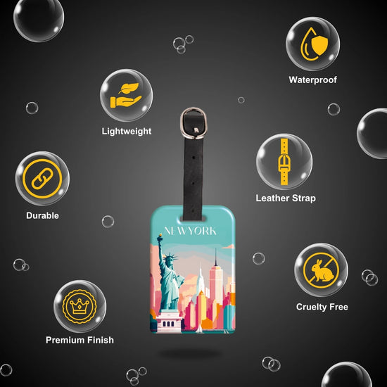 New York QR Bag Tag by tag8 for luggage security