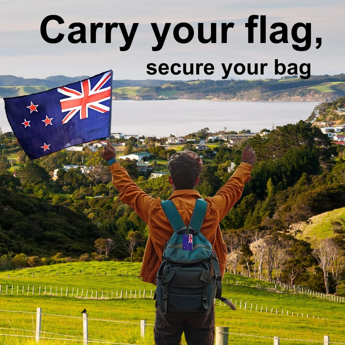 New Zealand QR Bag Tag by tag8 for secure luggage tracking