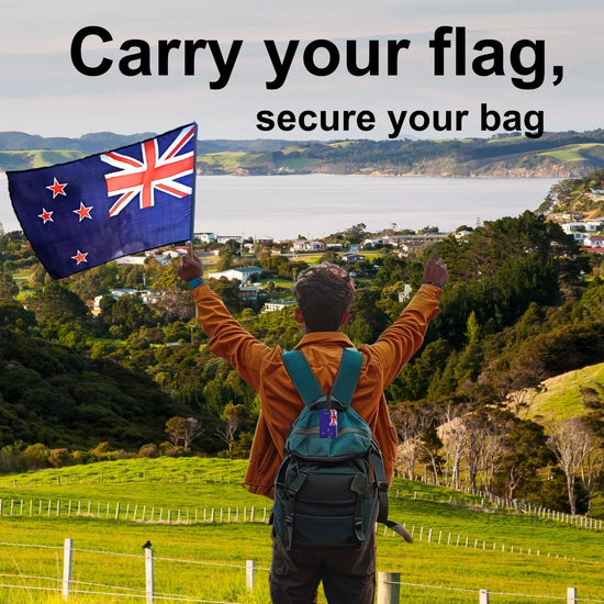 New Zealand QR Bag Tag by tag8 for secure luggage tracking