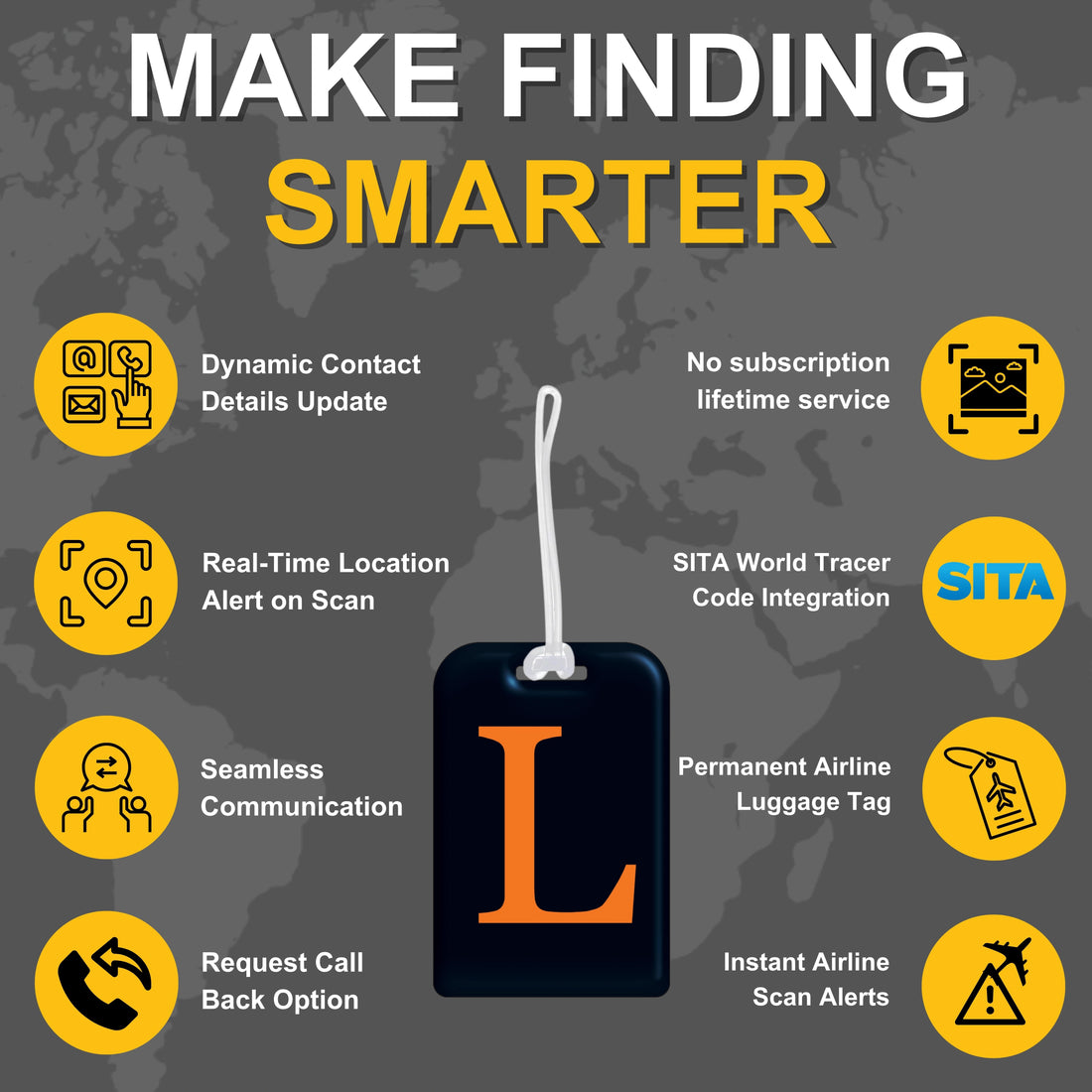 QR tag for bag with initial L