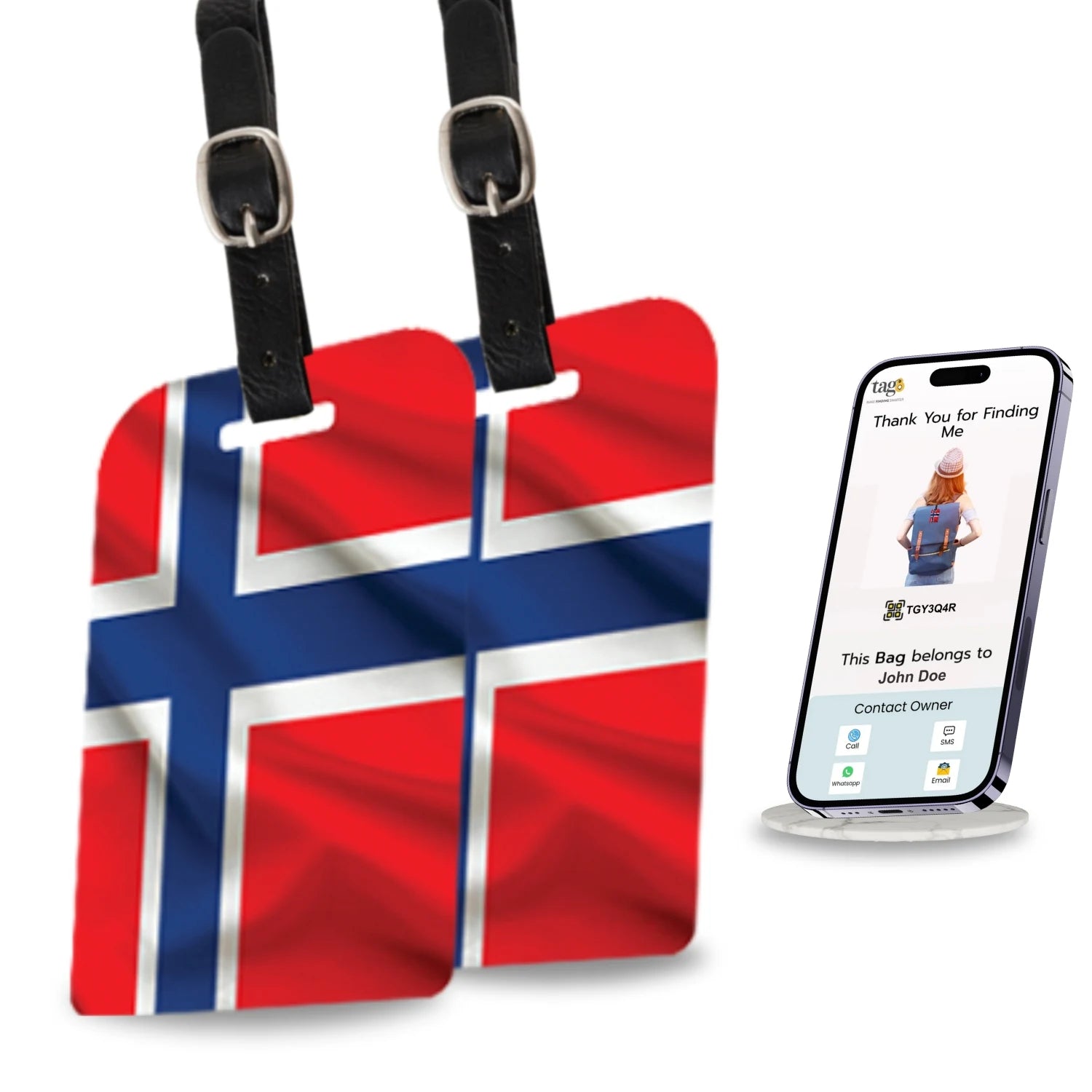 Norway QR Bag Tag by tag8 for luggage security
