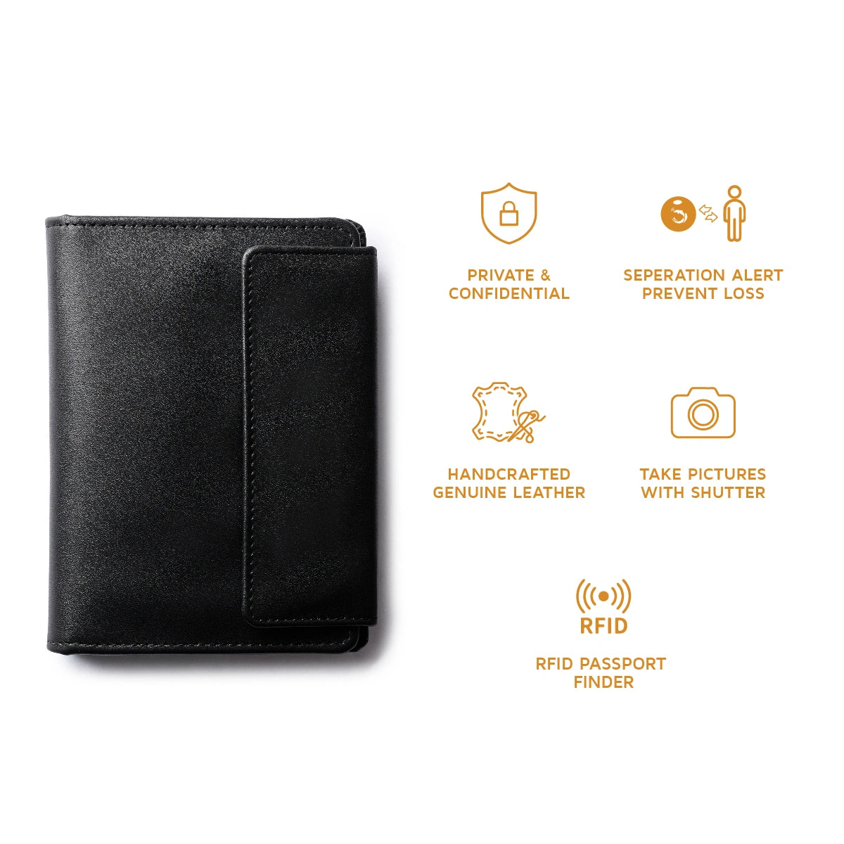 Orbit Smart Tri-Fold Passport Holder with tracker to keep travel essentials secure and easy to locate