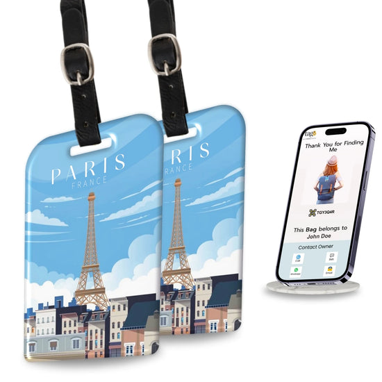 Paris QR Bag Tag by tag8 with smart tracking