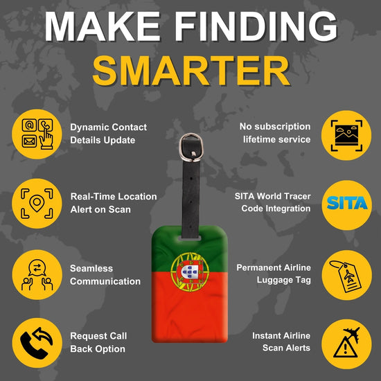 Portugal QR Bag Tag by tag8 with QR code for safety