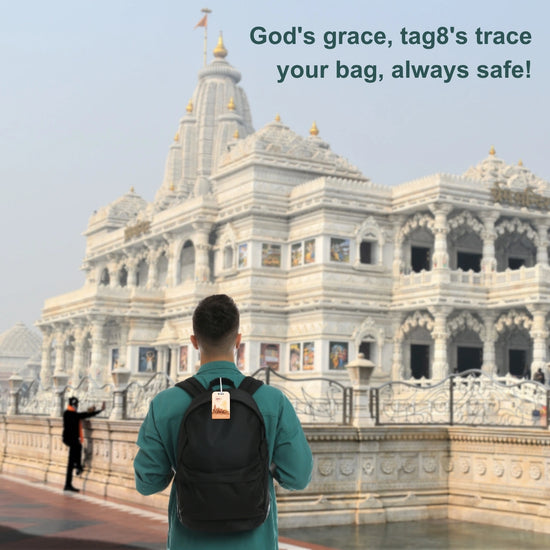 Ram Mandir Ayodhya Luggage QR Tag in brown for quick identification