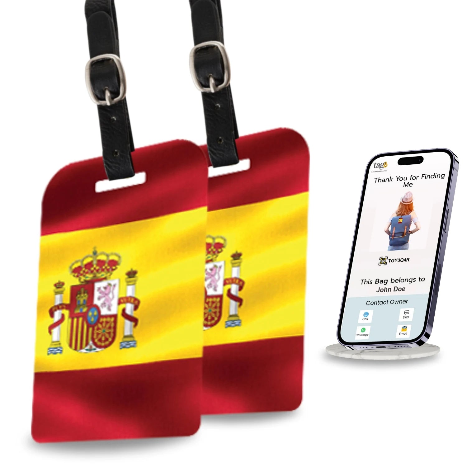 Spain QR Bag Tag by tag8 for luggage tracking