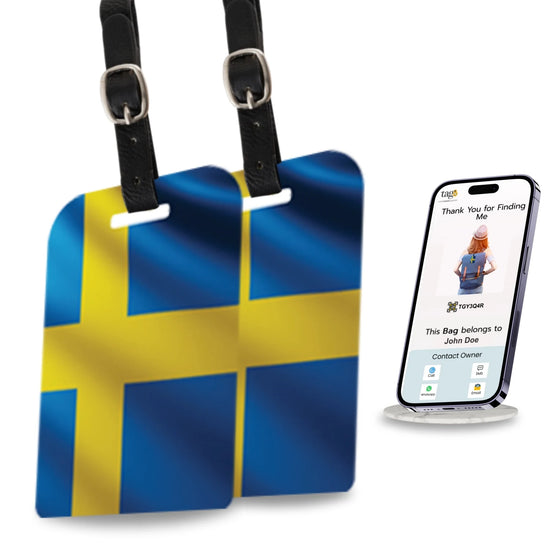 Sweden QR Bag Tag by tag8 for secure luggage recovery