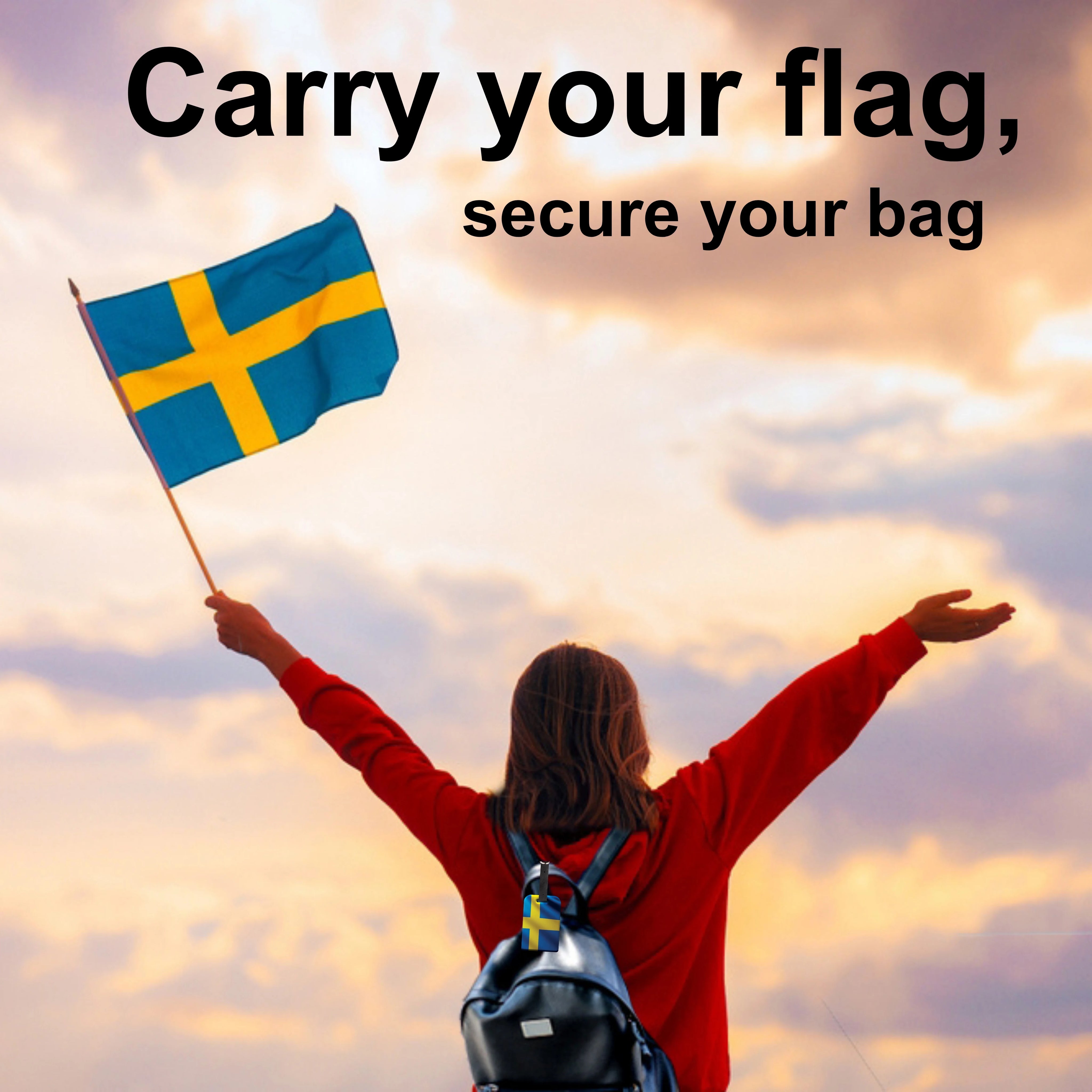 Sweden QR Bag Tag by tag8 for secure luggage recovery
