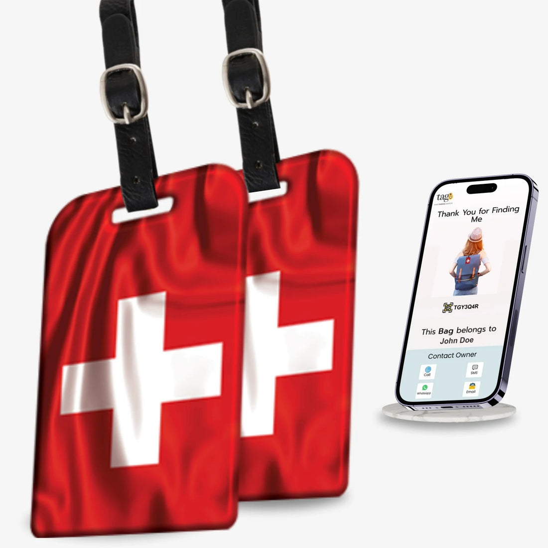 Switzerland QR Bag Tag by tag8 for bag security