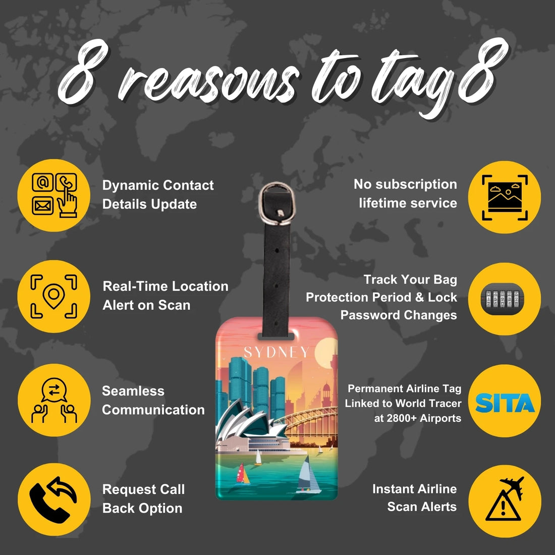 Sydney QR Bag Tag by tag8 for bag security