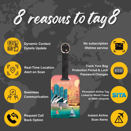 Sydney QR Bag Tag by tag8 for bag security