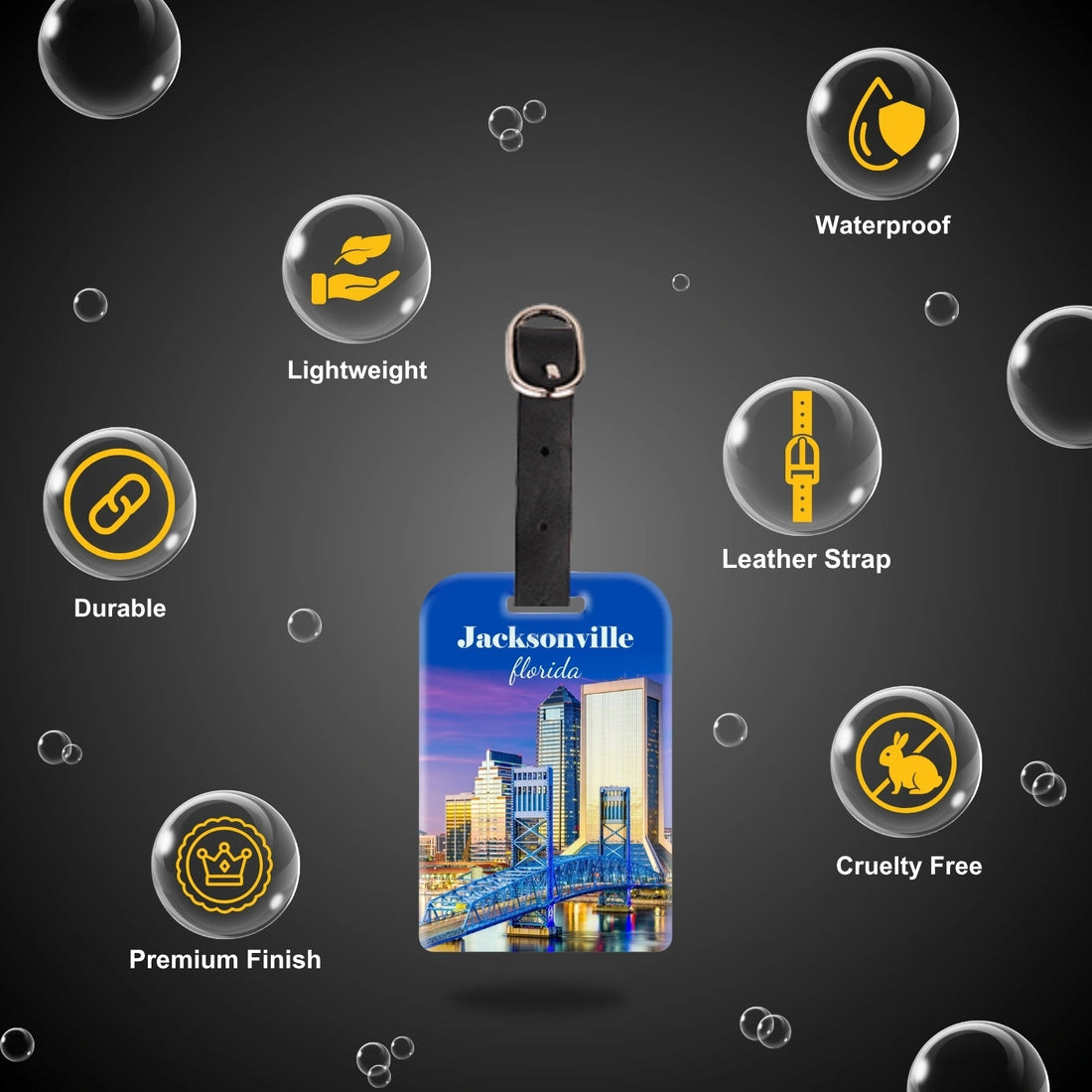 tag8 Jacksonville FL  Bag Tag with elegant design and smart QR code for hassle-free identification and lost & found assistance