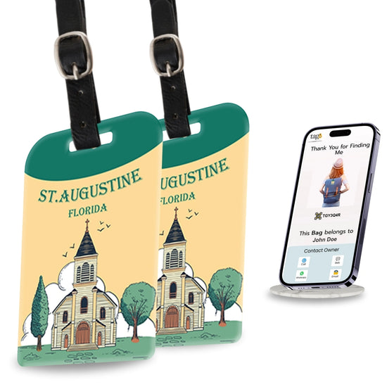 tag8 ST. Augustine FL Bag Tag with elegant design and smart QR code for hassle-free identification and lost & found assistance