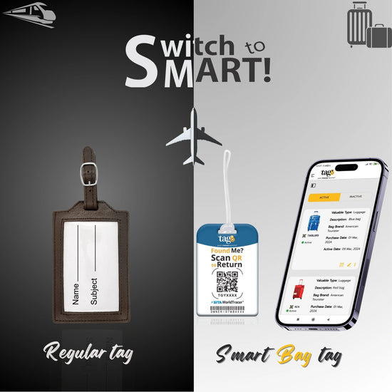 CA India smart bag tag with QR code by tag8