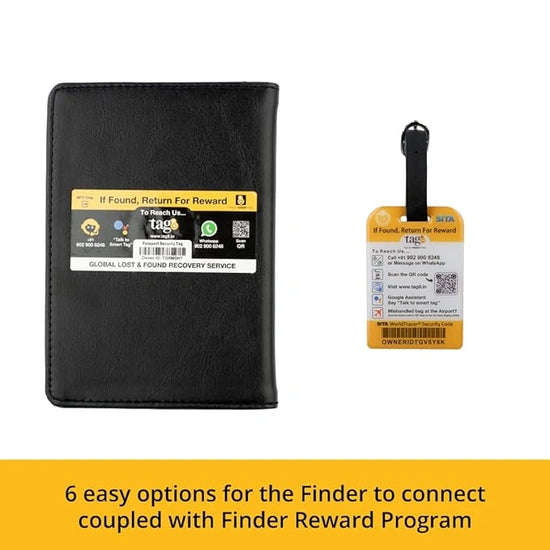 tag8 Combo of Vegan Passport Case and 2 Bag Tags for eco-friendly travel and luggage tracking