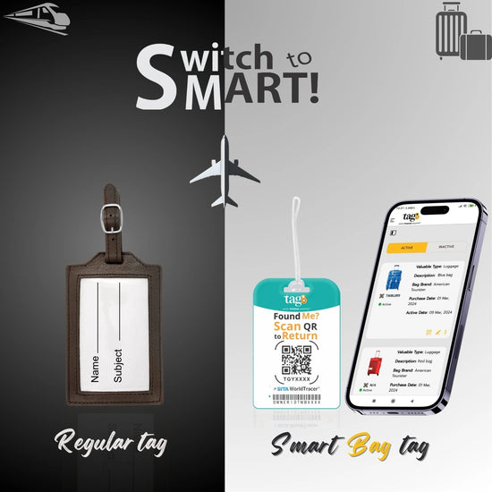 Delhi city-themed smart bag security tag with QR code by tag8