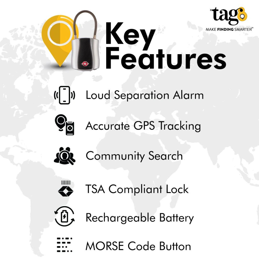 tag8 Dolphin Smart Padlock with Bluetooth tracking for secure and keyless access