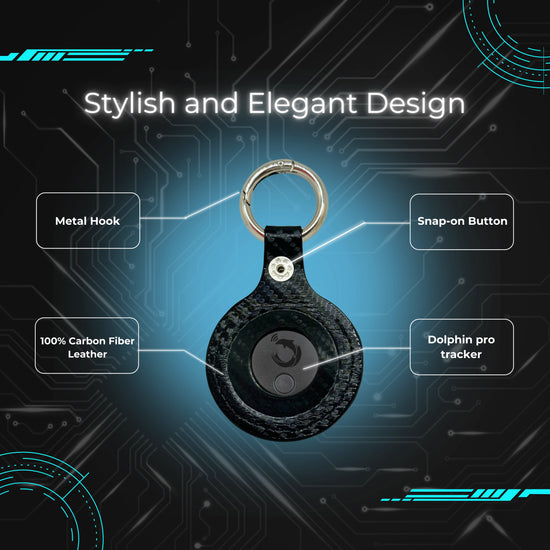 tag8 Dolphin Pro Tracker with premium carbon fiber case for enhanced security and tracking