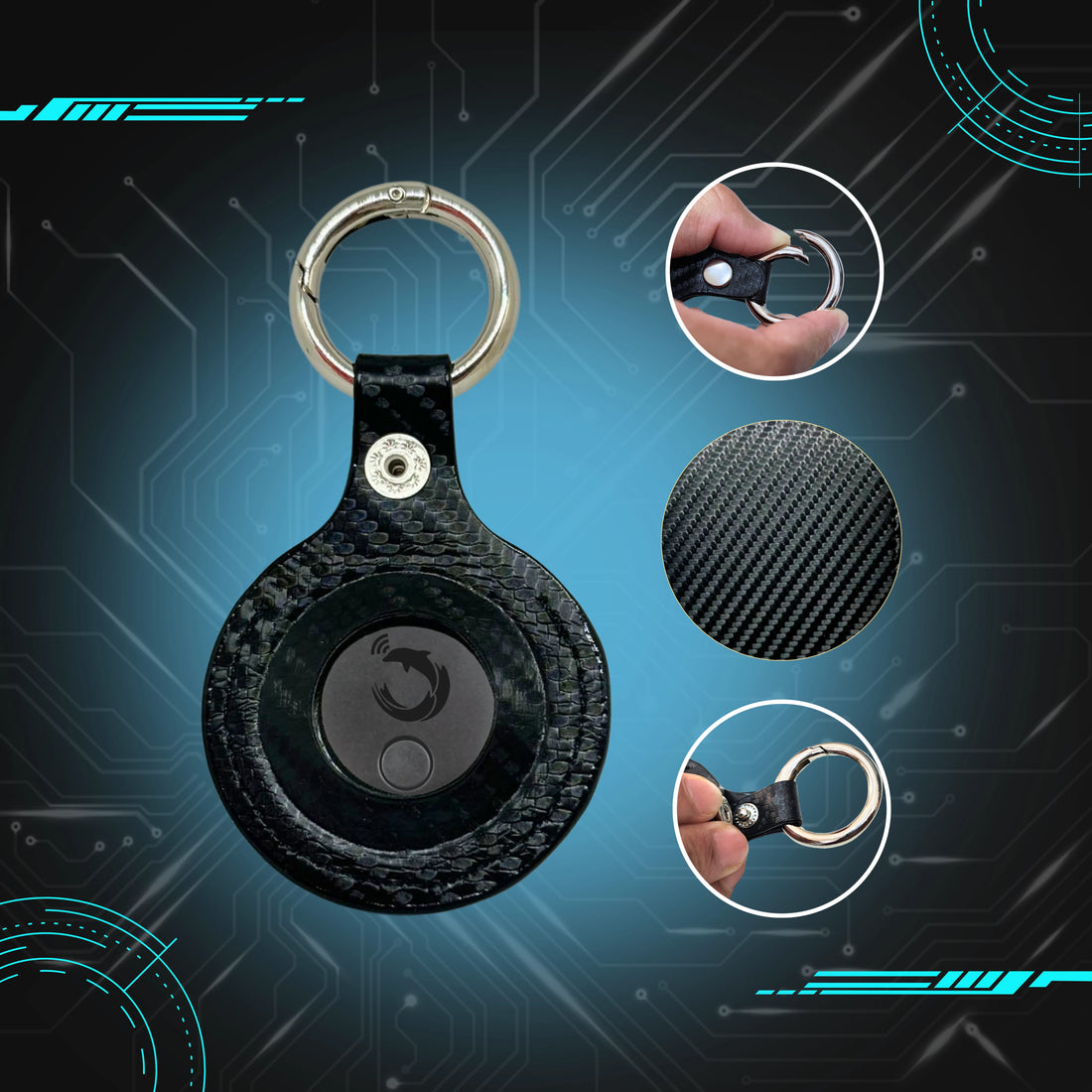 tag8 Dolphin Pro Tracker with premium carbon fiber case for enhanced security and tracking