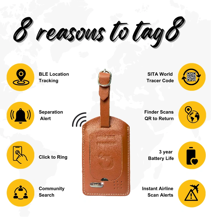 tag8 Dolphin Smart Bag Tracker with Bluetooth tracking for easy location and security of your bags