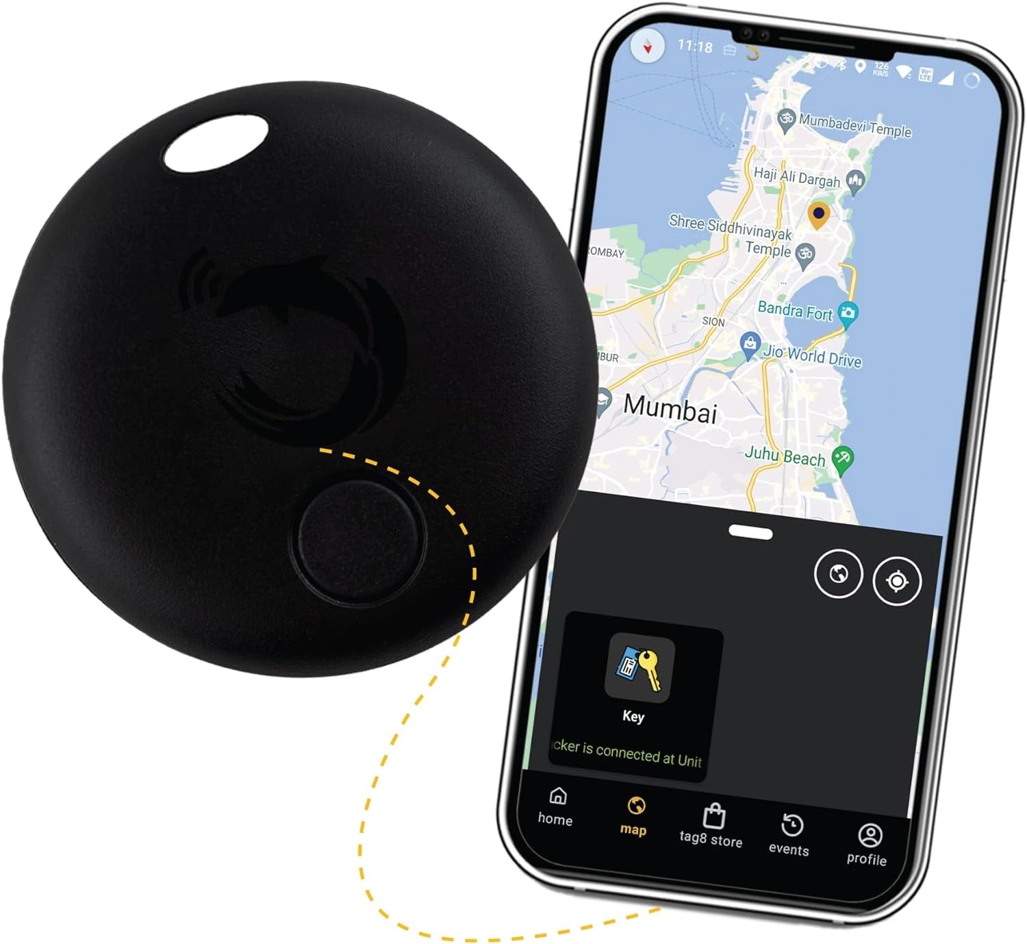 tag8 Dolphin Tracker Pack of 4 with Bluetooth tracking for easy location and security of valuables