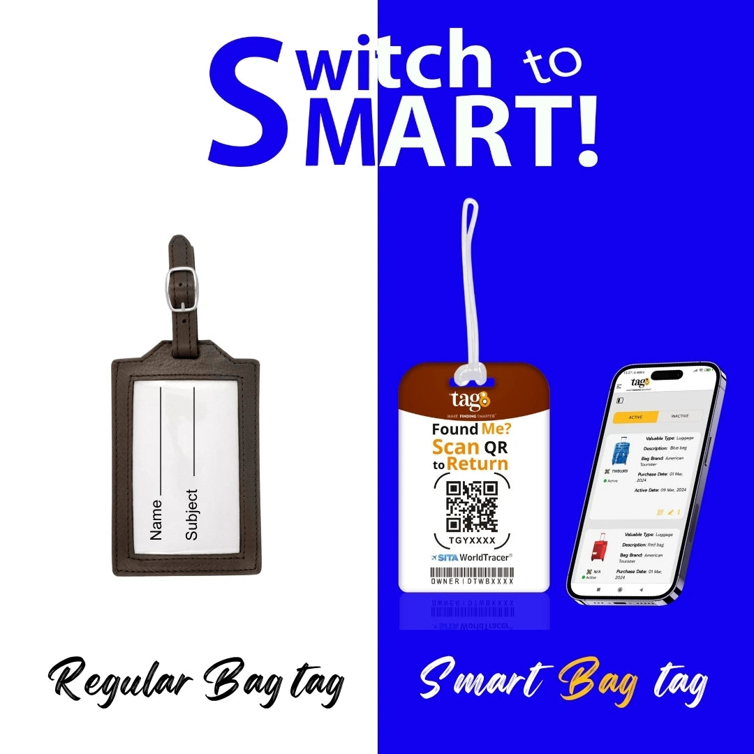 Dr B.R. Ambedkar travel theme smart bag tag with QR code by tag8